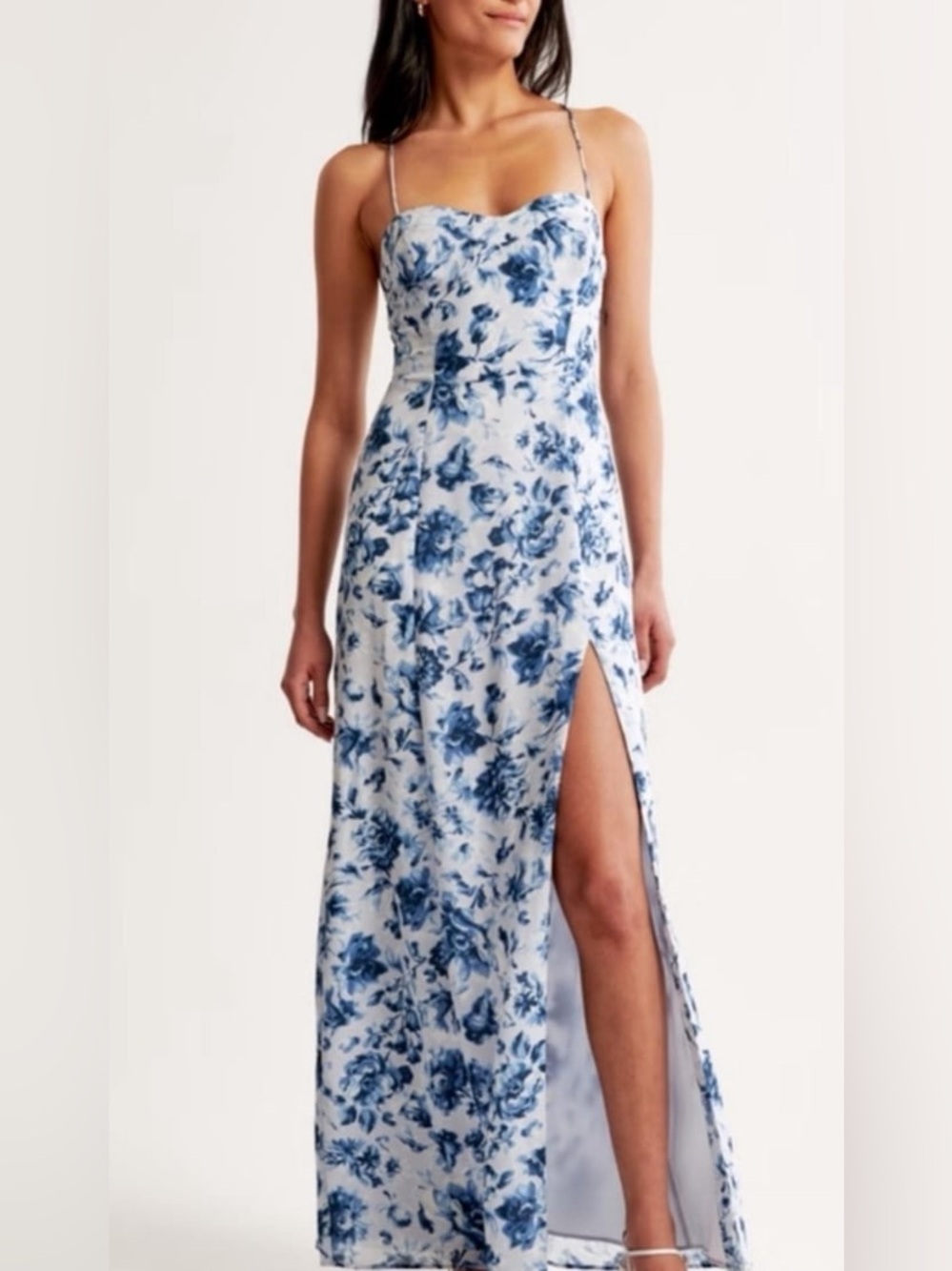 Abercrombie & Fitch White and Blue Floral Maxi Dress - Picture 9 of 9